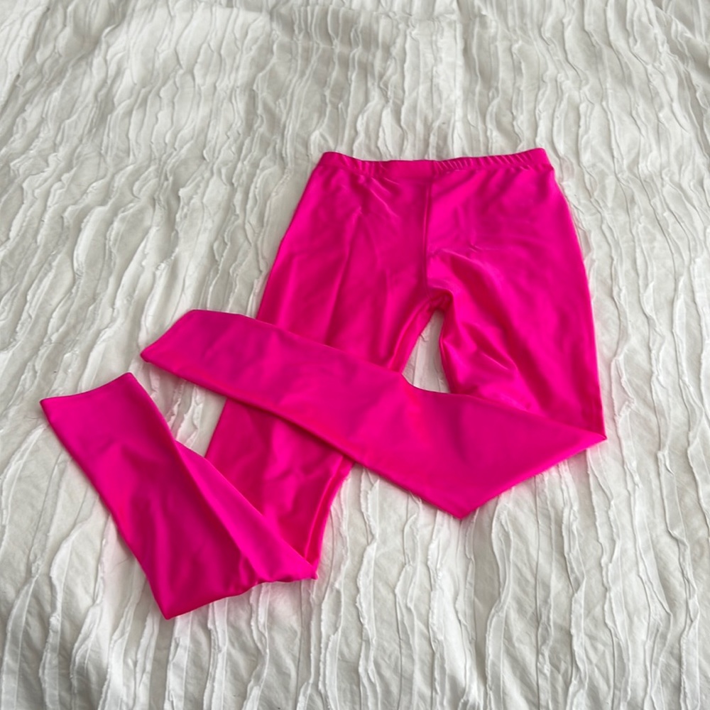 Neon pink full length tights